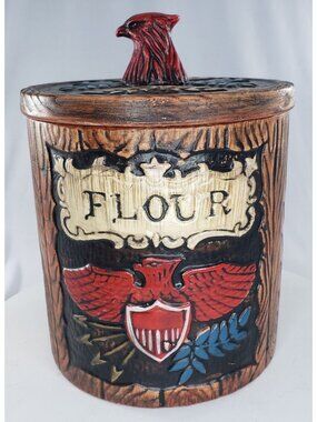 Napcoware Flour Canister Great Seal Eagle Olive Branch Arrows C-6878 Container